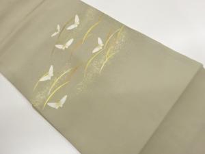 金彩芝に蝶模様刺繍名古屋帯